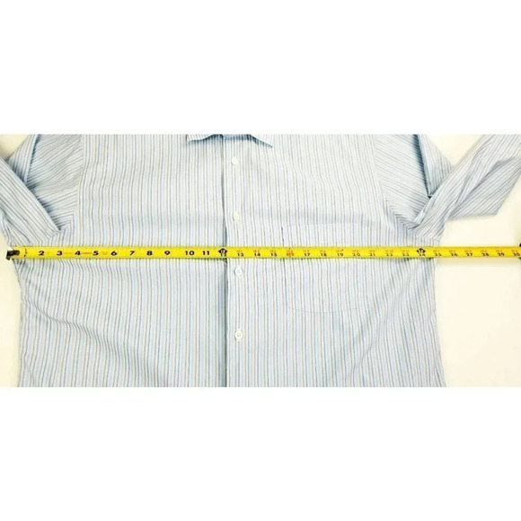 Ermenegildo Zegna Size 17/43 Men's Blue White Camel Trim Comfort Fit L/S Shirt - Picture 3 of 10